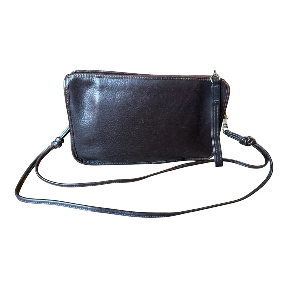 Vintage Leather Shoulder Bag/Clutch/Wristlet Brown